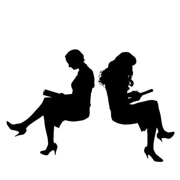 Ženy si přečíst knihu. — Stockový vektor