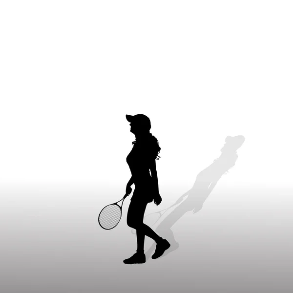 テニスをする女性. — ストックベクタ