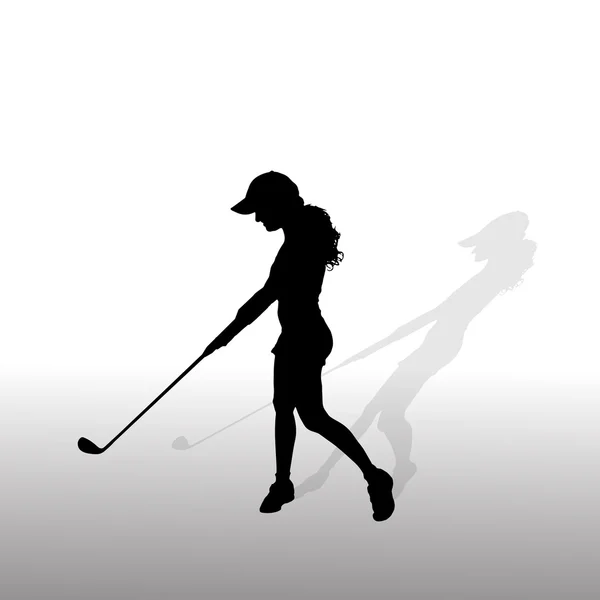 Vrouw die golf speelt. — Stockvector