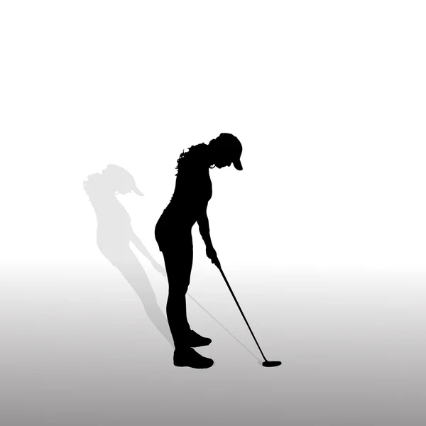 Vrouw die golf speelt. — Stockvector