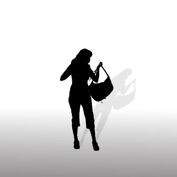 Woman with backpack — Stock Vector