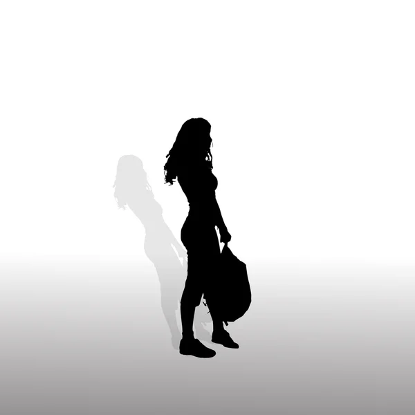 Femme avec sac à dos — Image vectorielle