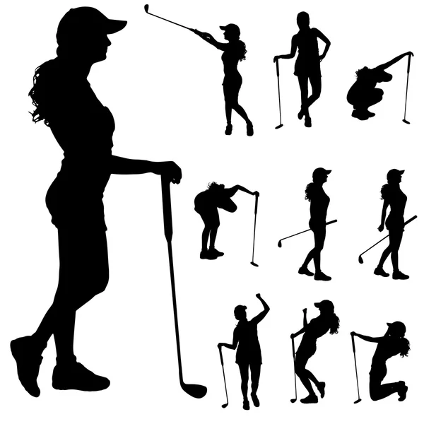 Mujeres jugando al golf . — Vector de stock