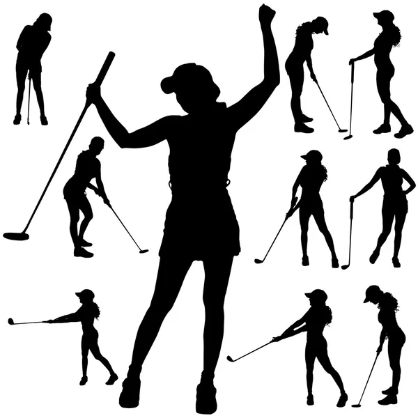 Women playing  golf. — Stock Vector