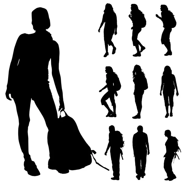 Mujeres con mochila — Archivo Imágenes Vectoriales