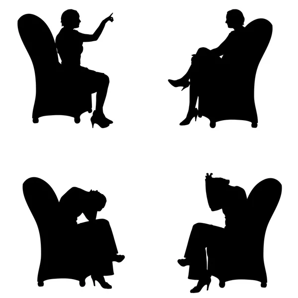 La gente está sentada en silla . — Archivo Imágenes Vectoriales