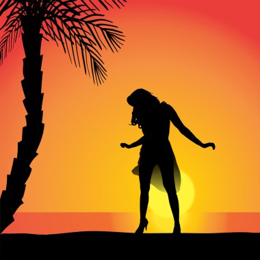 Sahilde dans kadın.