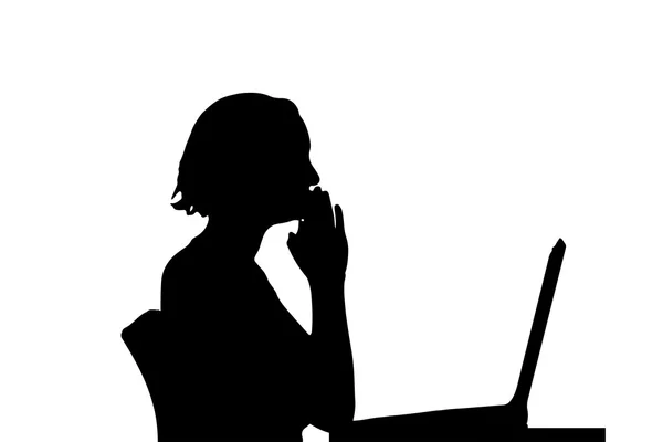 Женщина с компьютером. — стоковый вектор