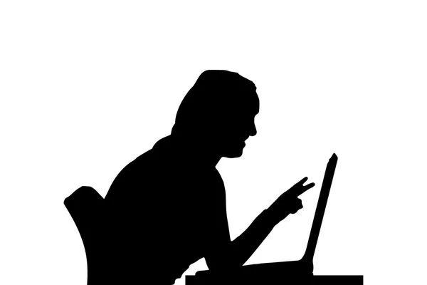 Femme avec ordinateur. — Image vectorielle