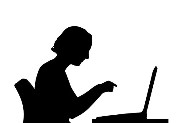 Vrouw met computer. — Stockvector