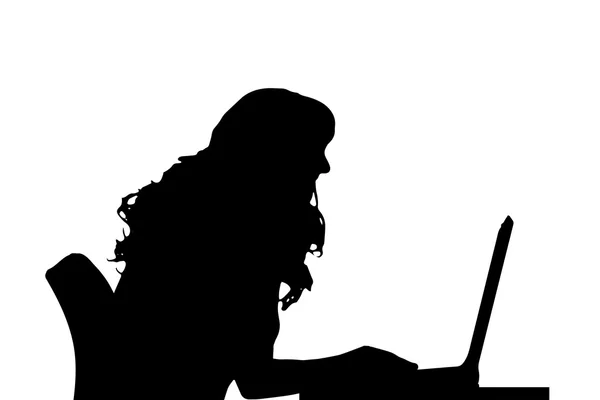 Mujer con ordenador. — Archivo Imágenes Vectoriales
