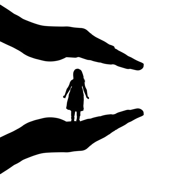 Mains pour protéger la fille . — Image vectorielle