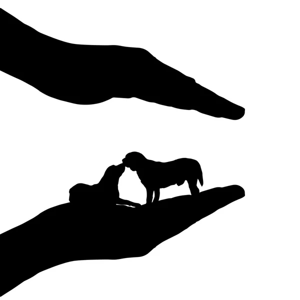 Hands to protect the dogs. — Stock Vector