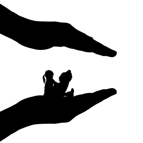 Mains pour protéger la fille . — Image vectorielle