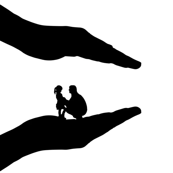 Hands to protect the family. — Stock Vector