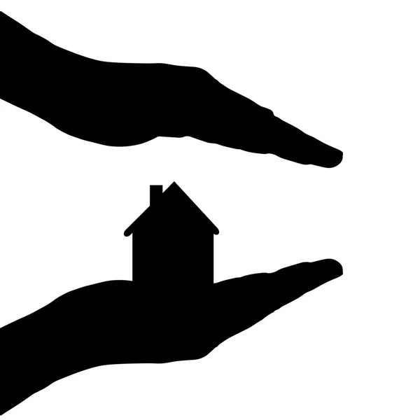 Mains avec maison — Image vectorielle