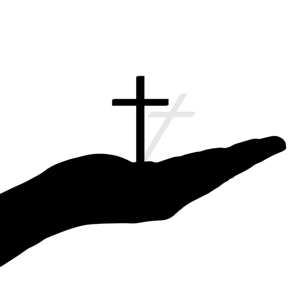 Main avec croix — Image vectorielle