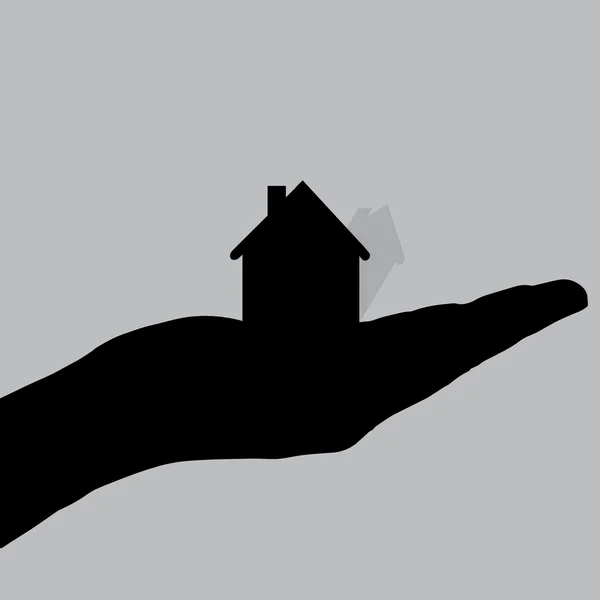 Main avec maison . — Image vectorielle