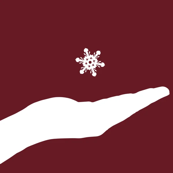 Mano con copo de nieve — Vector de stock