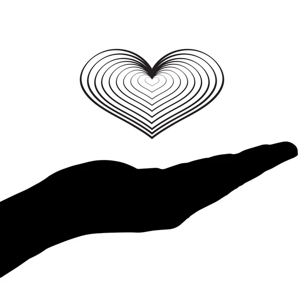 Main avec un coeur — Image vectorielle