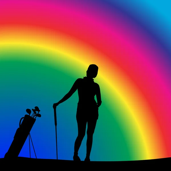 Golf oynayan kadın. — Stok Vektör