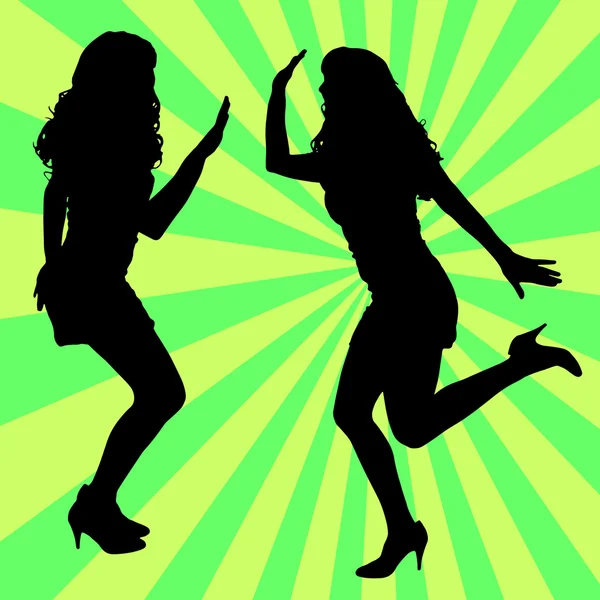 Silhouette women dancing — Stock Vector