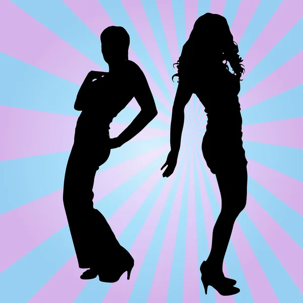 Silhouet vrouwen dansen — Stockvector