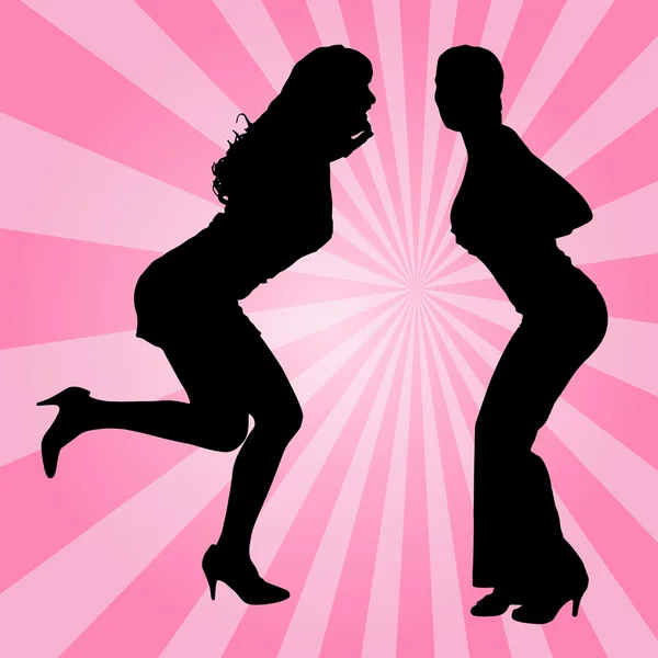 Silhouette kvinnor dansar — Stock vektor
