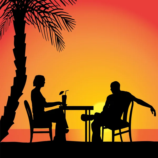 Couple sitting at the table. — Stock Vector