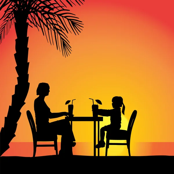 Couple assis à la table . — Image vectorielle