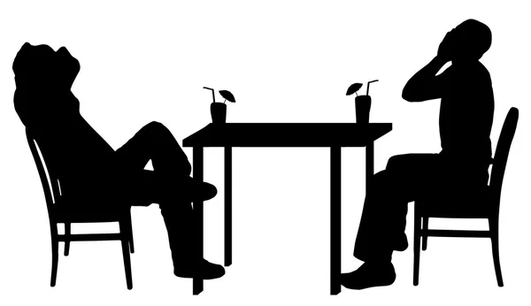 Hombres sentados a la mesa . — Vector de stock