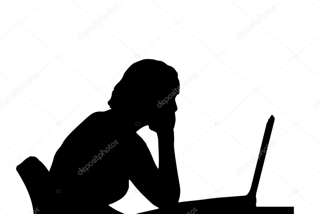 Woman with computer.