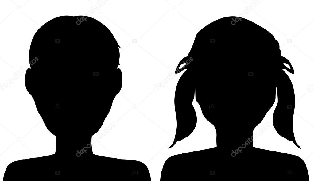 Silhouette of a boy and girl.