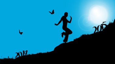 Yeni yıl içine işleten kadın.