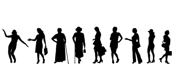 Silhouetten von Frauen. — Stockvektor