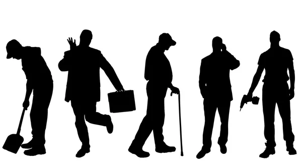 Silhouettes of different men. — Stock Vector