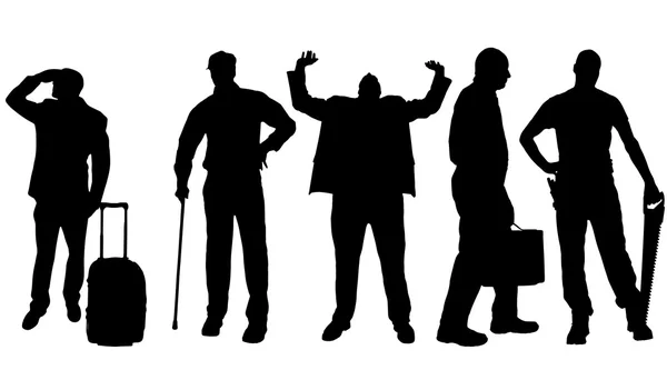 Silhouettes of different men. — Stock Vector