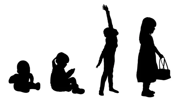 Silhouette von Kindern. — Stockvektor