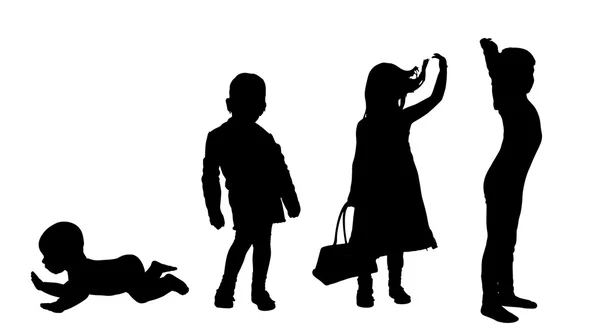 Silhouette von Kindern. — Stockvektor