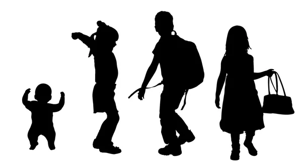 Silhouet van kinderen. — Stockvector