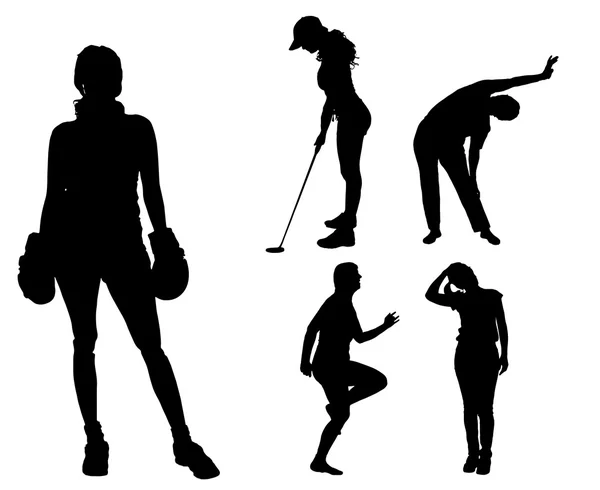 Mulheres em diferentes esportes . — Vetor de Stock