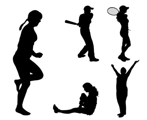 Женщины в различных видах спорта . — стоковый вектор