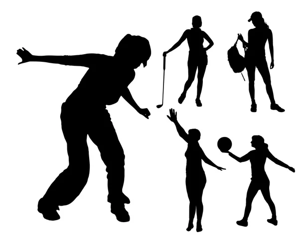 Women in different sports. — Stock Vector