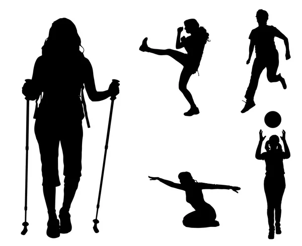 Women in different sports. — Stock Vector