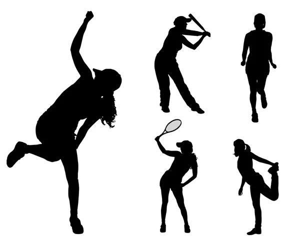 Women in different sports. — Stock Vector