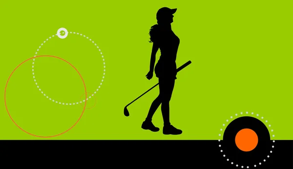 ゴルフをする女性. — ストックベクタ
