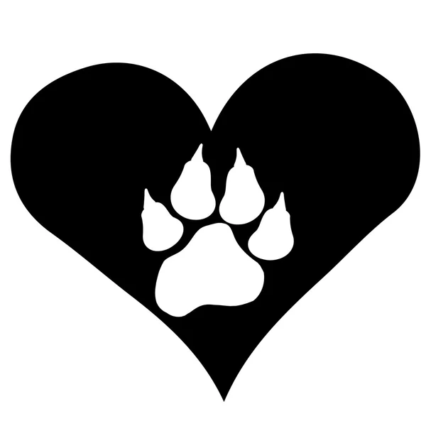 Heart with paw — Stock Vector