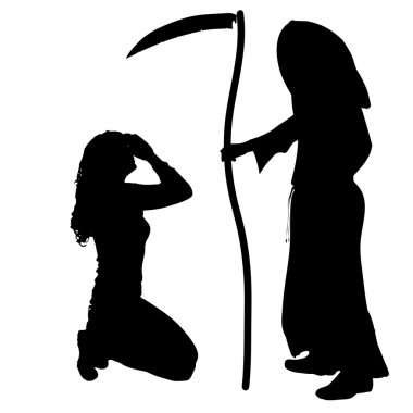 Grim Reaper kadınla.
