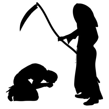 Woman with the Grim Reaper. clipart