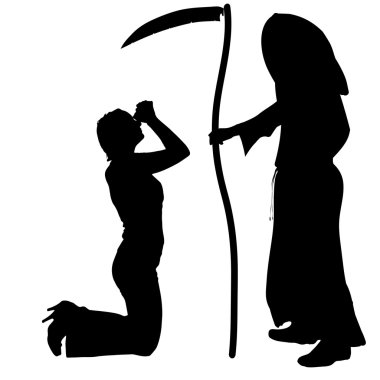 Woman with the Grim Reaper. clipart